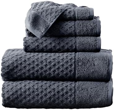Great Bay Home Navy Bath Towels Set - 6 Piece Stone Blue