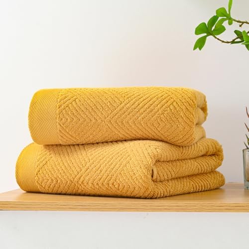 Sense Gnosis Yellow Striped Bath Towels Set of 2