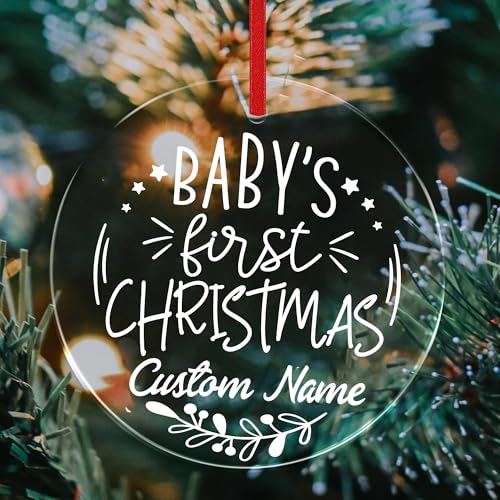 Personalized Babys First Christmas Acrylic Ornament for Boy or Girl