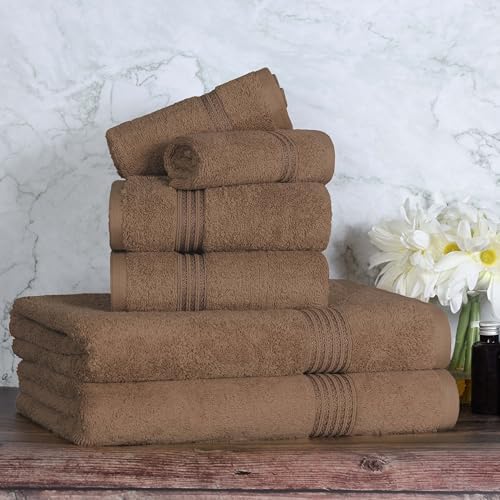Superior Egyptian Cotton 6-Piece Towel Set in Mocha 1