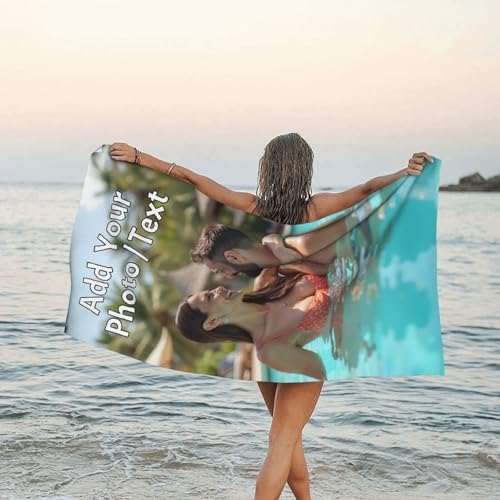 Custom Beach Towel Made in USA with Photo and Name