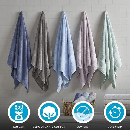 Madison Park Organic Cotton Towel Set with Charcoal