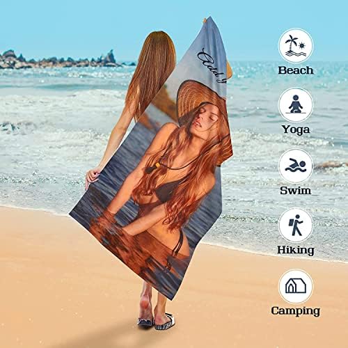 Personalized Photo Text Towel 31x71 Microfiber Beach Towel