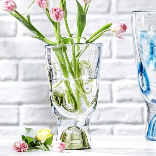 Twos Company Visions Set of 2 Art Glass Vases Amber Green