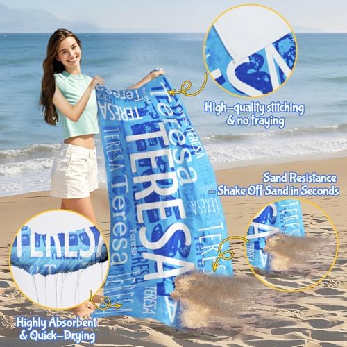 Bemaystar Personalized Beach Towels with Names - Custom for Adults Kids