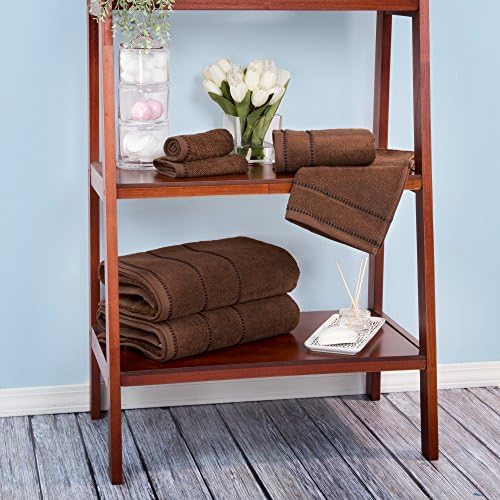 Lavish Home Luxury Cotton Towel Set 6 Piece Chocolate