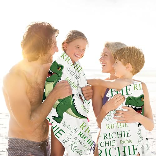 Personalized Dinosaur Beach Towel with Name