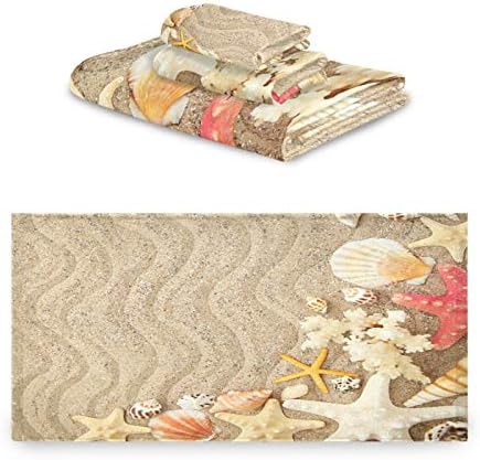 ALAZA Towel Set of 3 Seashells Starfishes