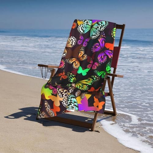 VOOHDDY Bright Butterfly Beach Towel for Adults Kids Travel Pool Camping