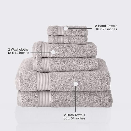 Classic Turkish Towels 6 Piece Set - Light Grey