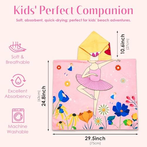 Ythuil Kids Hooded Beach Towel with Backpack