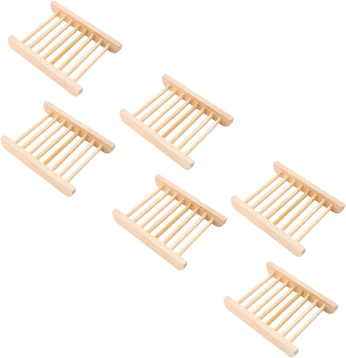 PERSELOSO 6Pcs Wooden Soap Holder Draining Tray