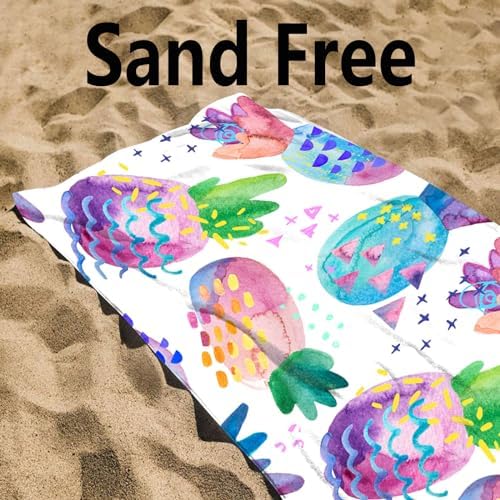 Pineapple Print Beach Towel Quick Dry Sand Free for Women