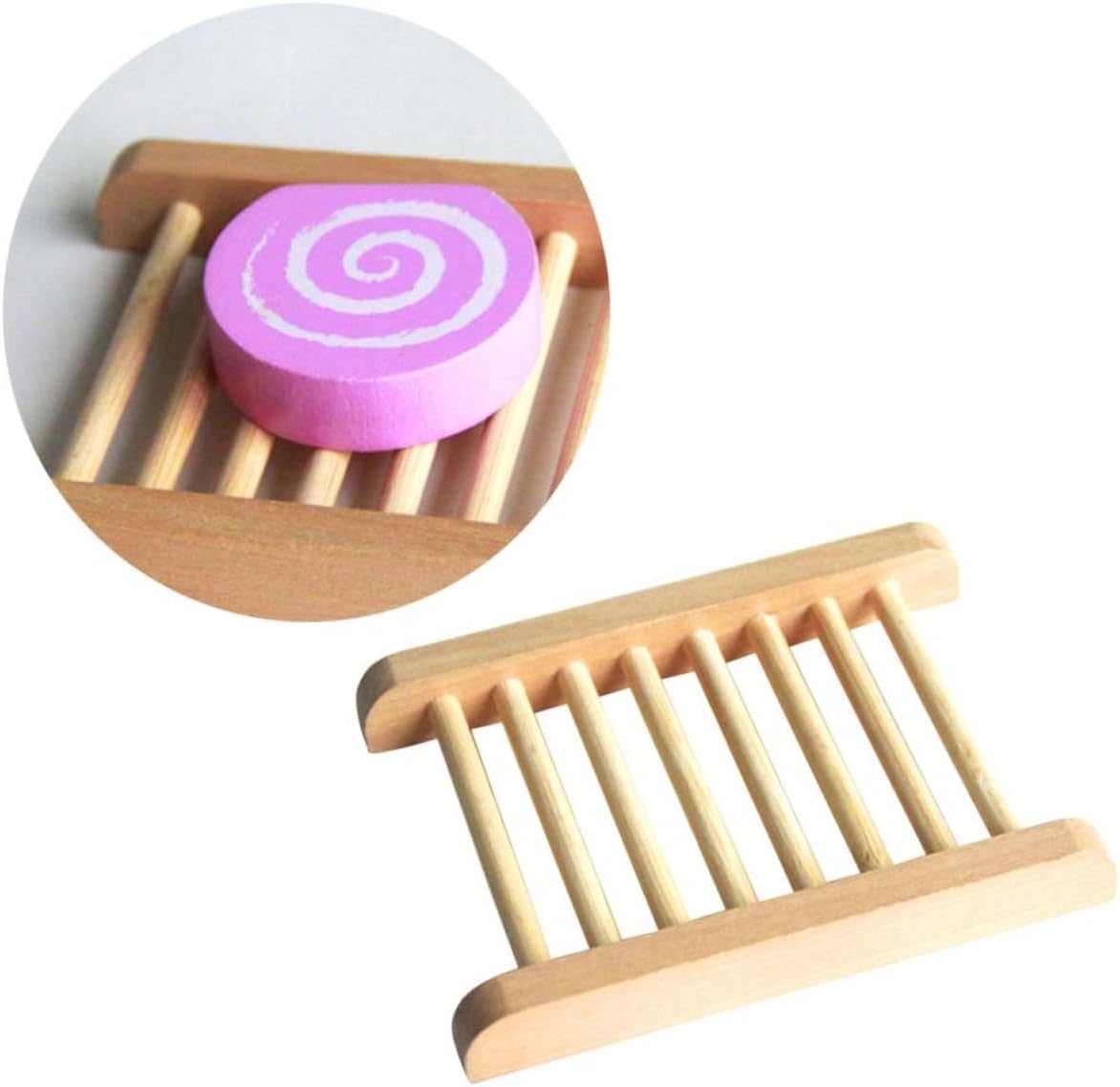 PRETYZOOM Natural Wood Soap Holder Shower Tray