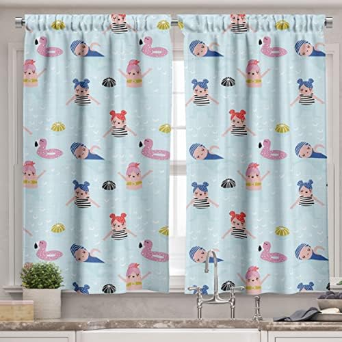 Ambesonne Summer Valance Tier Curtain 3 pcs Set