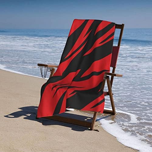 Tiger Stripes Red and Black Beach Towels Oversized