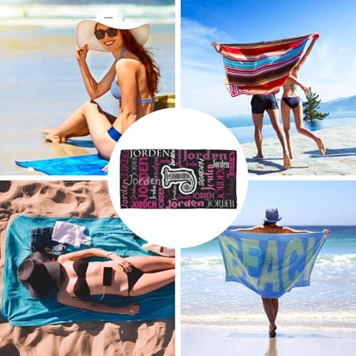 Custom Beach Towels with Names - Black Pink