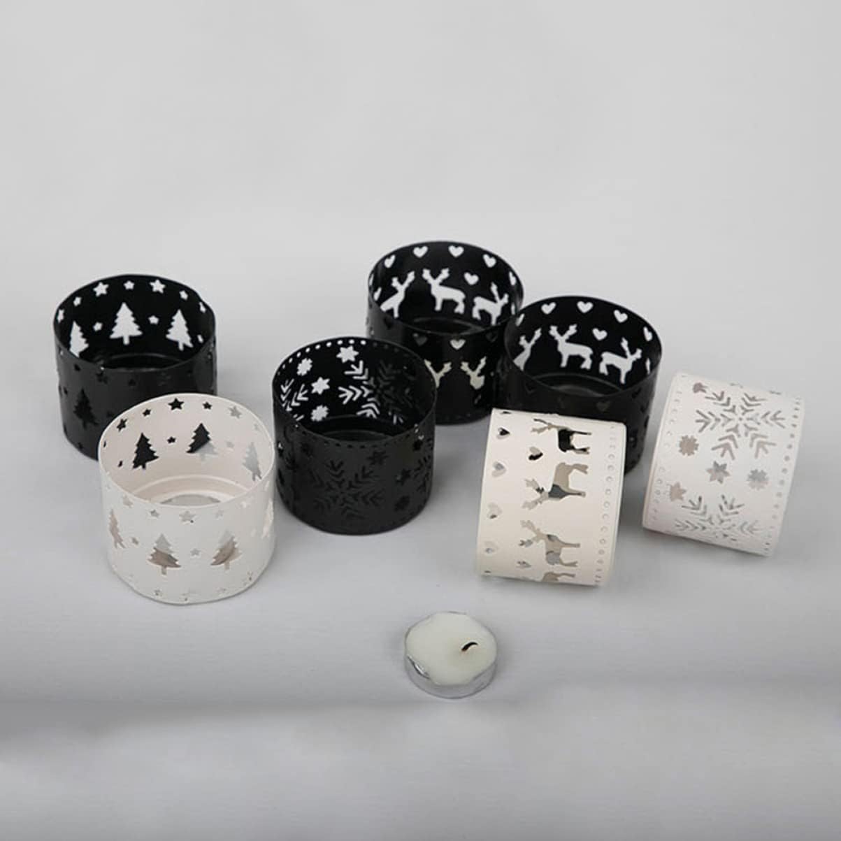 CHILDWEET Iron Snowflake Candle Holder Desk Accessory