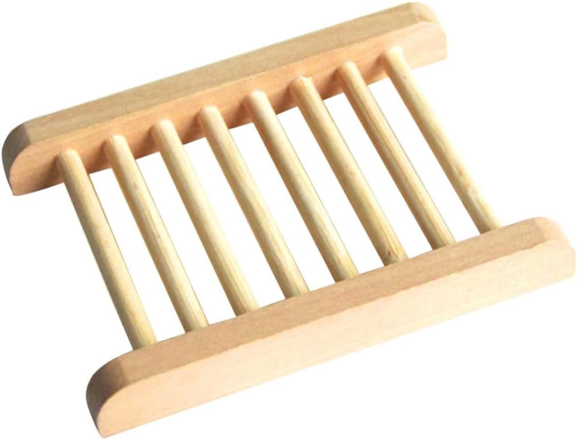 2 Pack Natural Wood Soap Tray Holder for Bathroom Kitchen