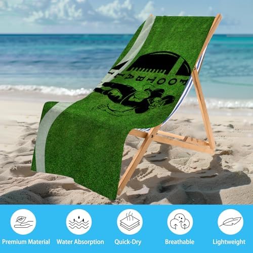 WZOMT Funny Football Towel - Green Black Rugby Design