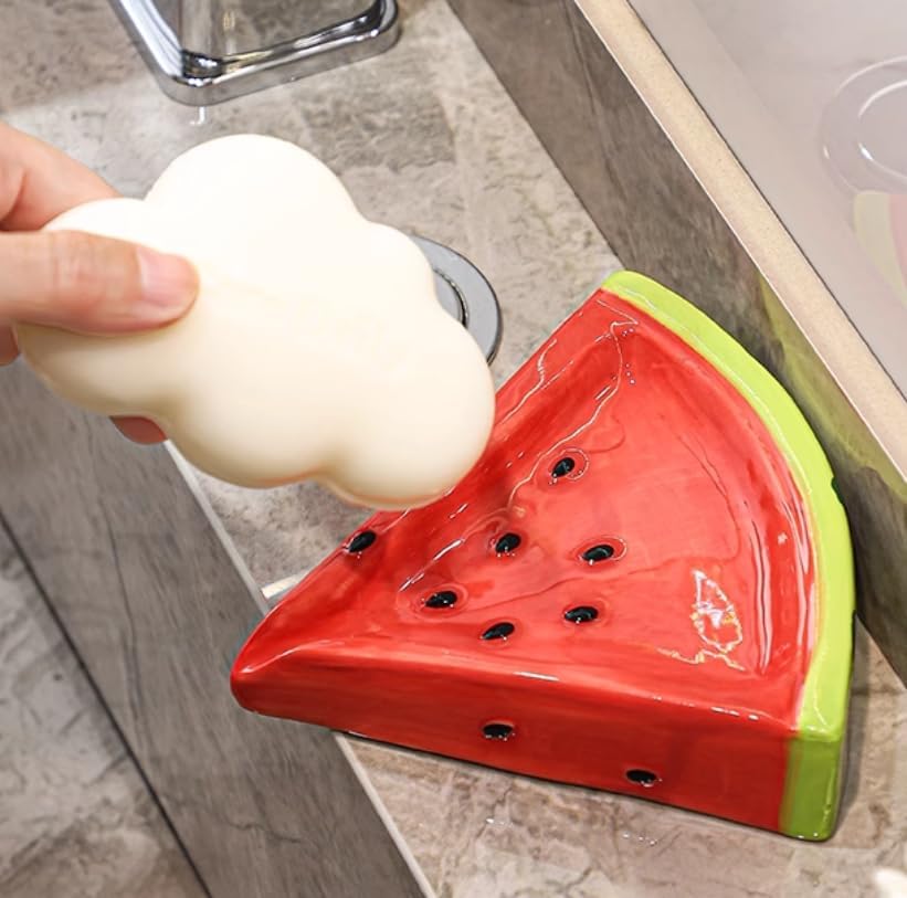 Ceramic Watermelon Soap Dish for Bathroom