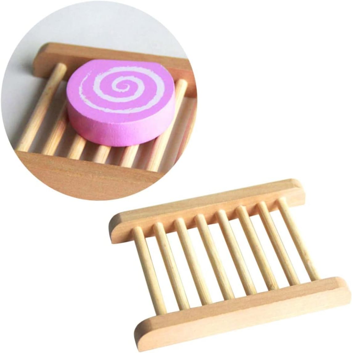 2 Pack Natural Wood Soap Tray Holder for Bathroom Kitchen