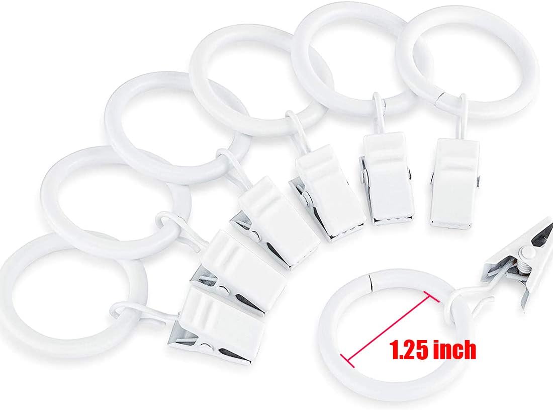 KAIY Set of 14 White Iron Clip Rings for Curtains 1