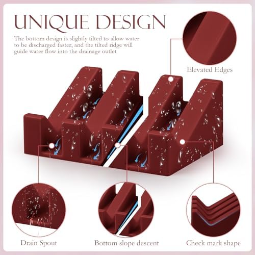 SAISN Silicone Soap Dish 2 Pack Non-Slip Self Draining