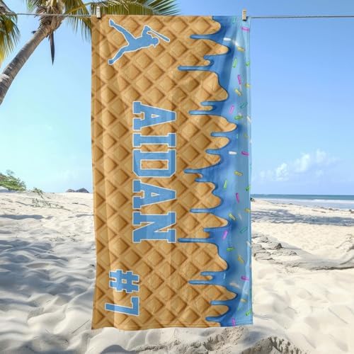 Personalized Ice Cream Drip Baseball Beach Towel with Names