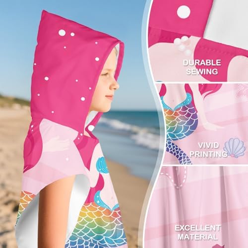 Personalized Kids Beach Towel with Name and Mermaid Design