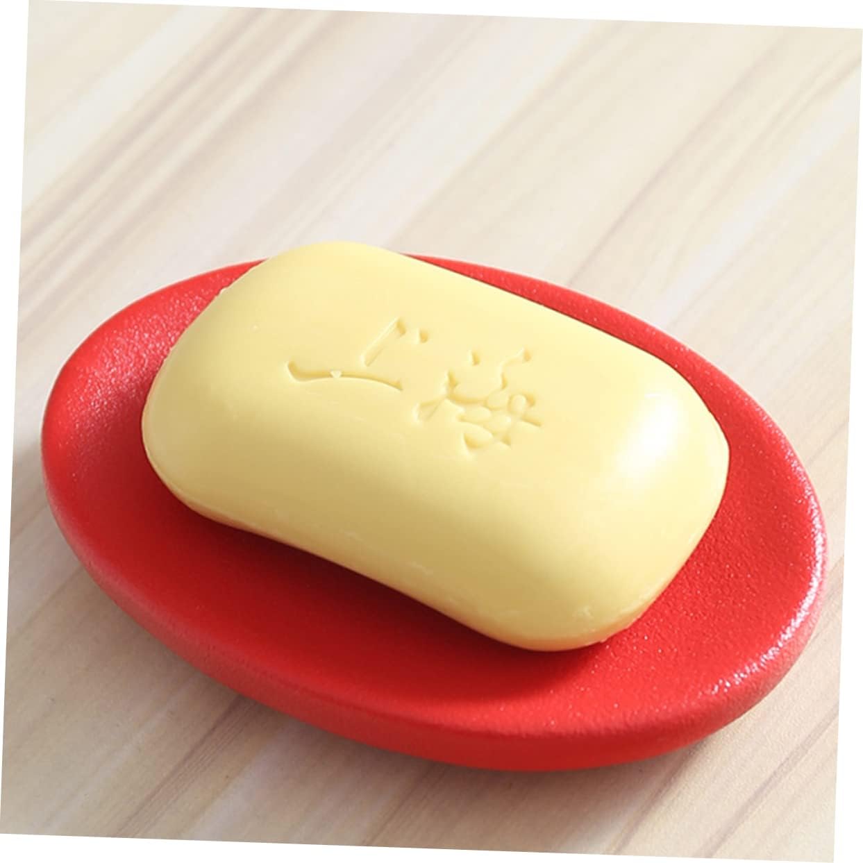 COSMEVIVI 1pc Ceramic Soap Dish Holder for Bar Red Bathroom Organizer