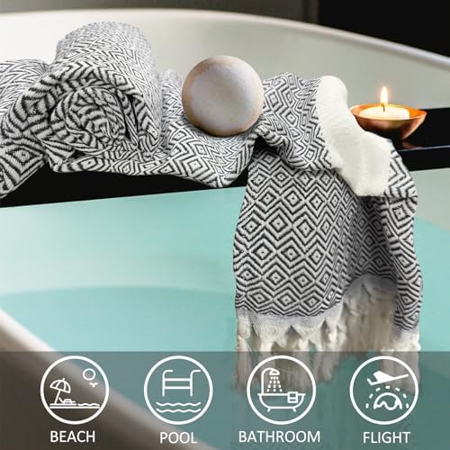 WEDPLAN Turkish Beach Towels - Soft Quick Dry Light Grey