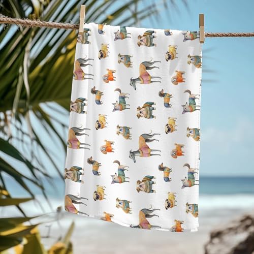 Cute Dog Beach Towel - Dachshund Poodle Microfiber 60x30 Inches