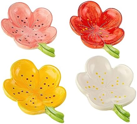 Self-Draining Ceramic Soap Dish with Peach Blossom Design