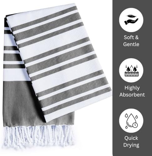 Set of 2 Turkish Peshtemal Towels - 40x70 Inch Grey