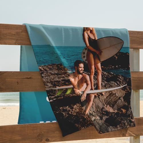 Personalized Photo Beach Towel with Name - Style 040