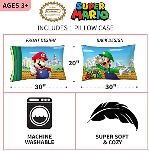 Franco Super Mario Cotton Towel Microfiber Pillowcase Set