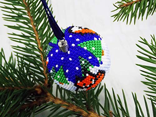 Red Fox Christmas Ornament Blue and White Xmas Tree Decor