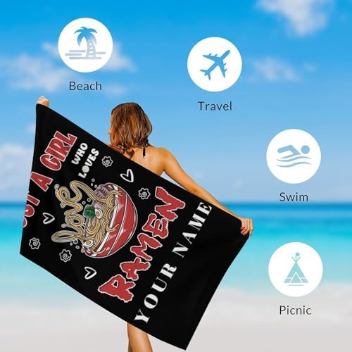 Custom Beach Towel for Kids - Soft Quick-Dry Ramen Towel
