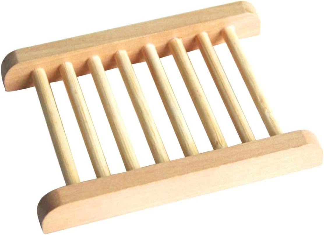 JECOMPRIS 2pcs Natural Wood Soap Tray Holder