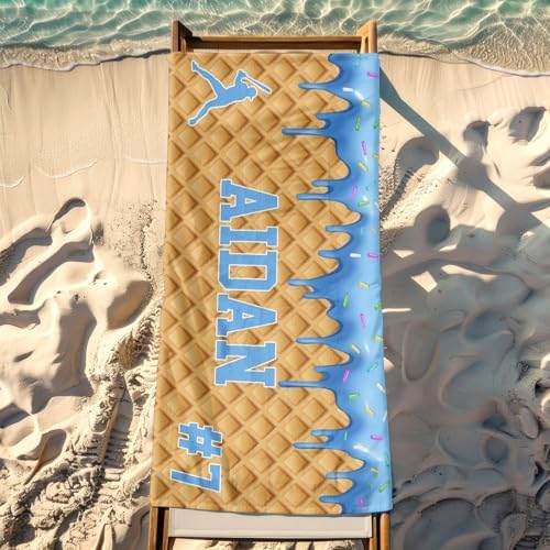 Personalized Ice Cream Drip Baseball Beach Towel with Names