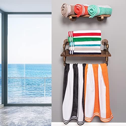 Superior Cotton Striped Beach Towels - Set of 2 Charcoal 1