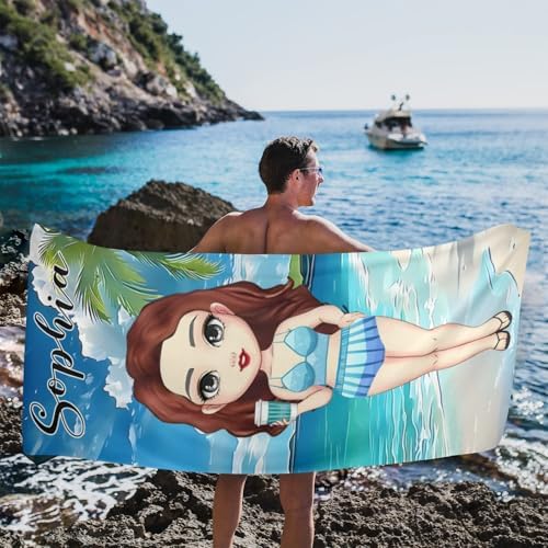 Customized Beach Towel with Photos and Text for Kids Adults