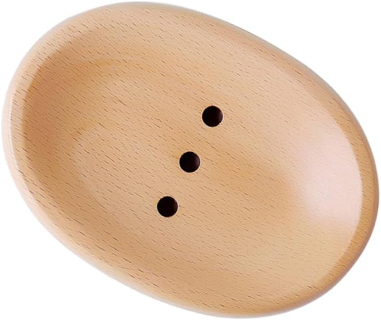 Zerodeko Wooden Soap Dish - Space-Saving Round or Oval Holder