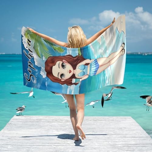 Customized Beach Towel with Photos and Text for Kids Adults