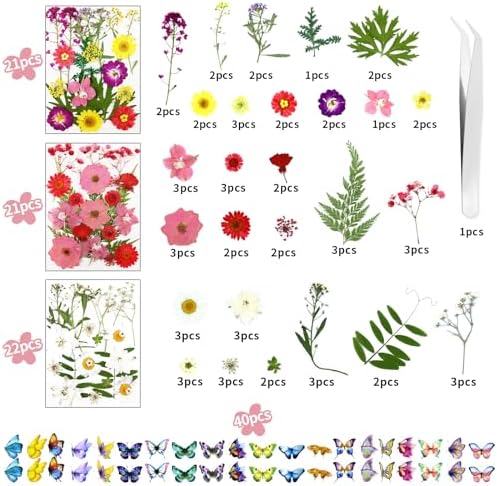 190 Pcs Dried Pressed Flowers for Resin Crafts 1