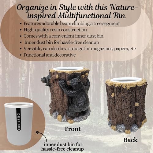 BestGiftEver Small Wastebasket with Bear Climbing Tree Design
