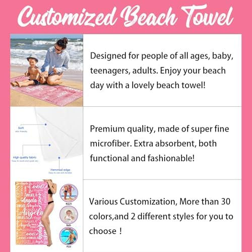 Personalized Photo Beach Towel with Name - Style 040