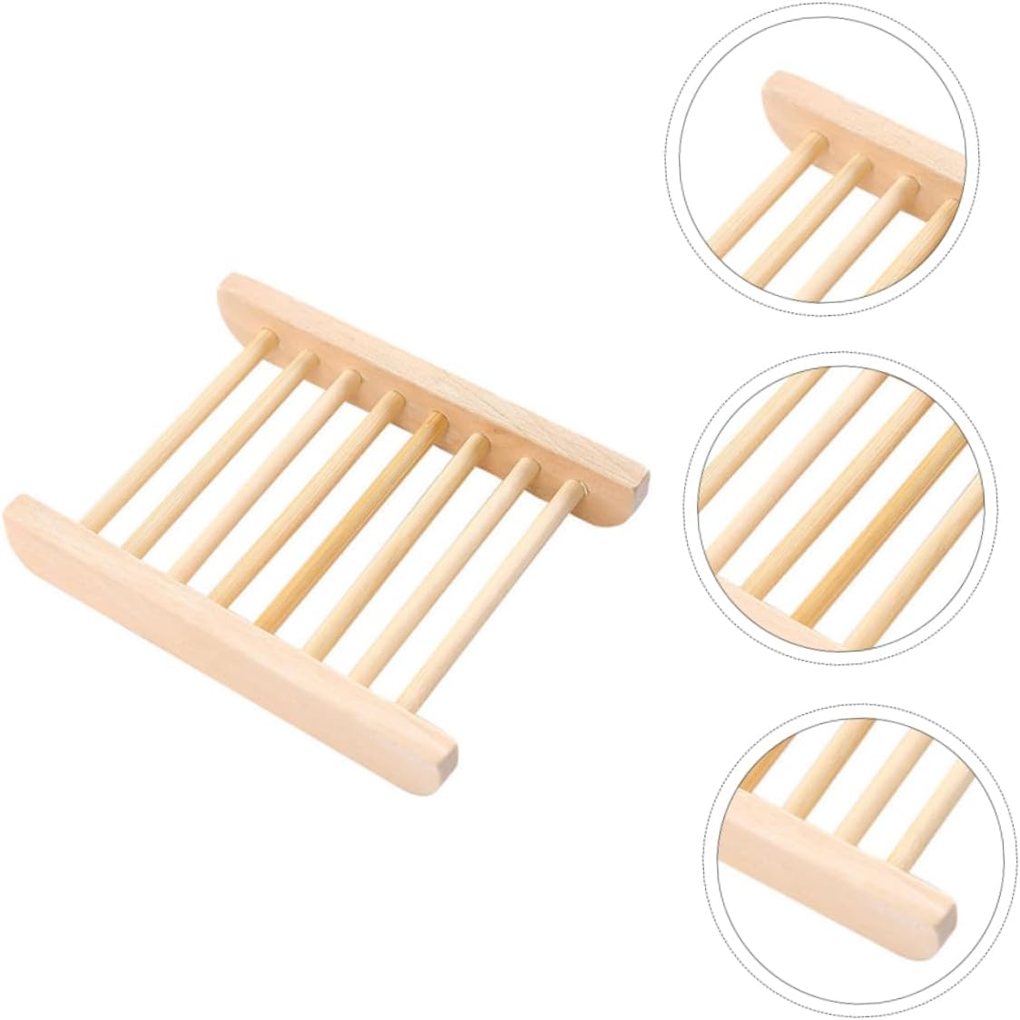 RORPOIR 6Pcs Wooden Soap Dish Tray Set for Bathroom Kitchen