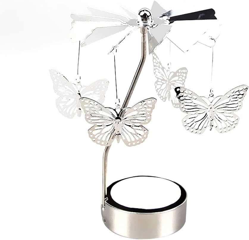 Spinning Tea Light Holder Silver Moon Angel Fairy
